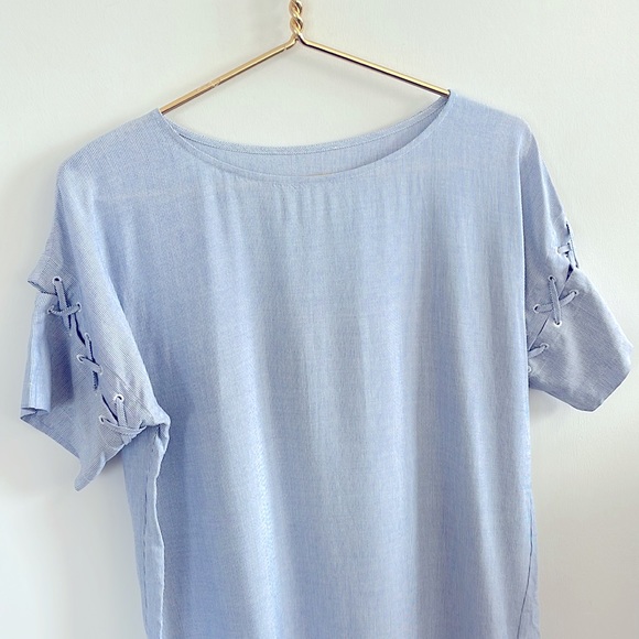 Madewell Stripe Lace-Up Cut-Out Short Sleeve Relaxed
Fit Sailor T-Shirt Dress XS - Picture 2 of 10